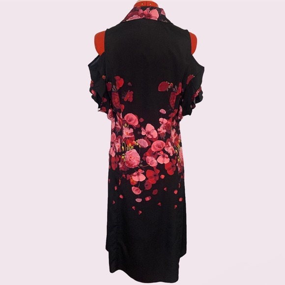 Samuel Dong Floral Dress Button Down Cold Shoulder XS - Picture 3 of 10